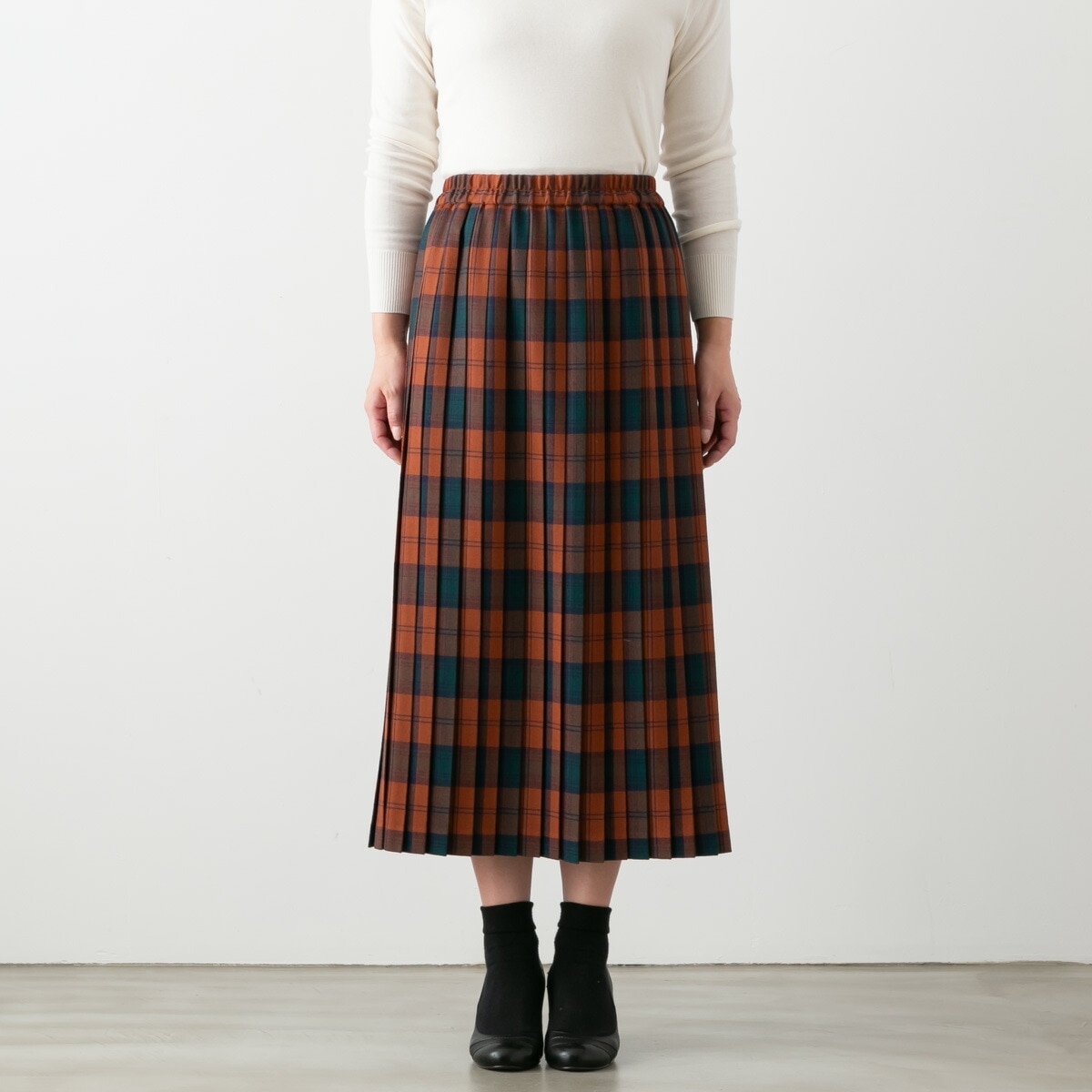 SARAHWEAR サラウェア ウール タータン プリーツスカート Hanna 3色 C21652