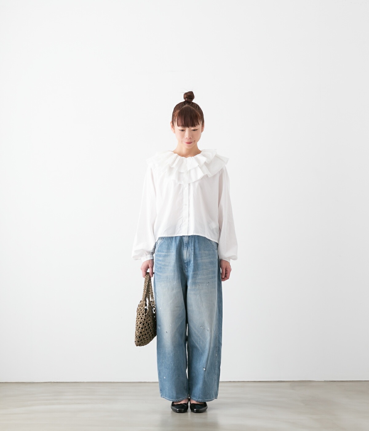 ミズイロインド　mizuiro ind ダブルフリルカラーシャツ mizuiro ind ダブルフリルカラーシャツ｜ MARcourt ONLINE STORE