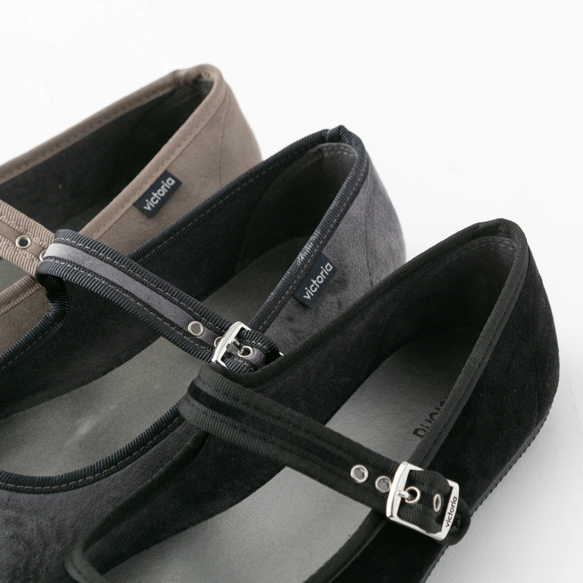 Victoria ビクトリア ベロア ストラップ フラットシューズ VC002 3色