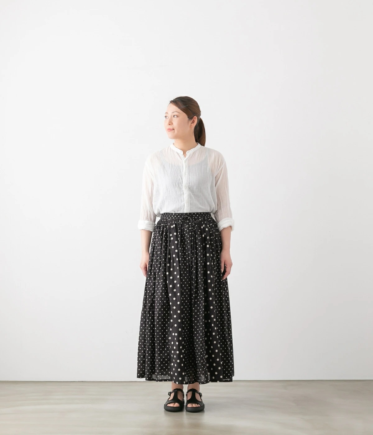 SOIL ソイル Polka Dots Patchwork Gatherd Skirt ドット パッチワーク