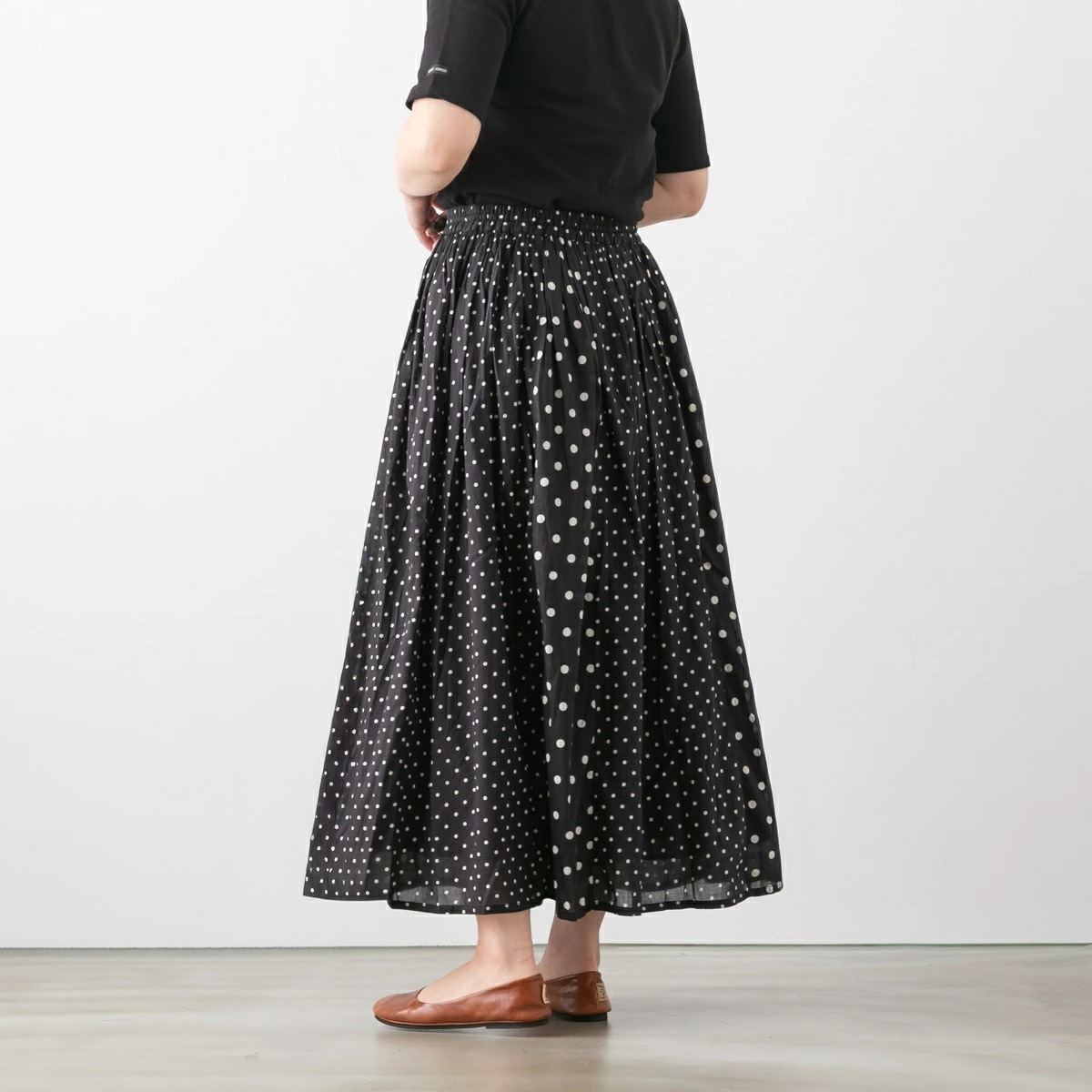 SOIL ソイル Polka Dots Patchwork Gatherd Skirt ドット パッチワーク