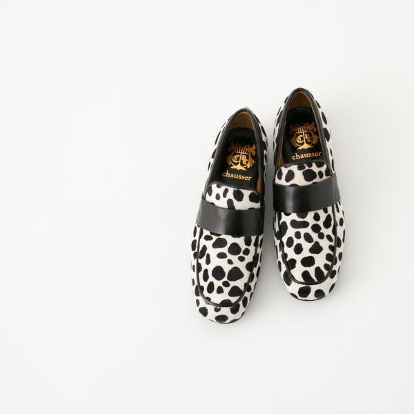 chausser ショセ スクエアトゥ ハラコ ダルメシアン レザー シューズ ローファー C-2257