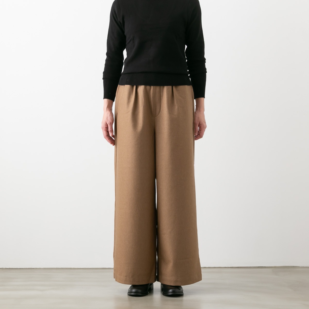 maison de soil メゾンドソイル ウール フランネル イージー ワイドパンツ WOOL FLANNEL EASY WIDE PANTS 3色 GNMDS2052WF