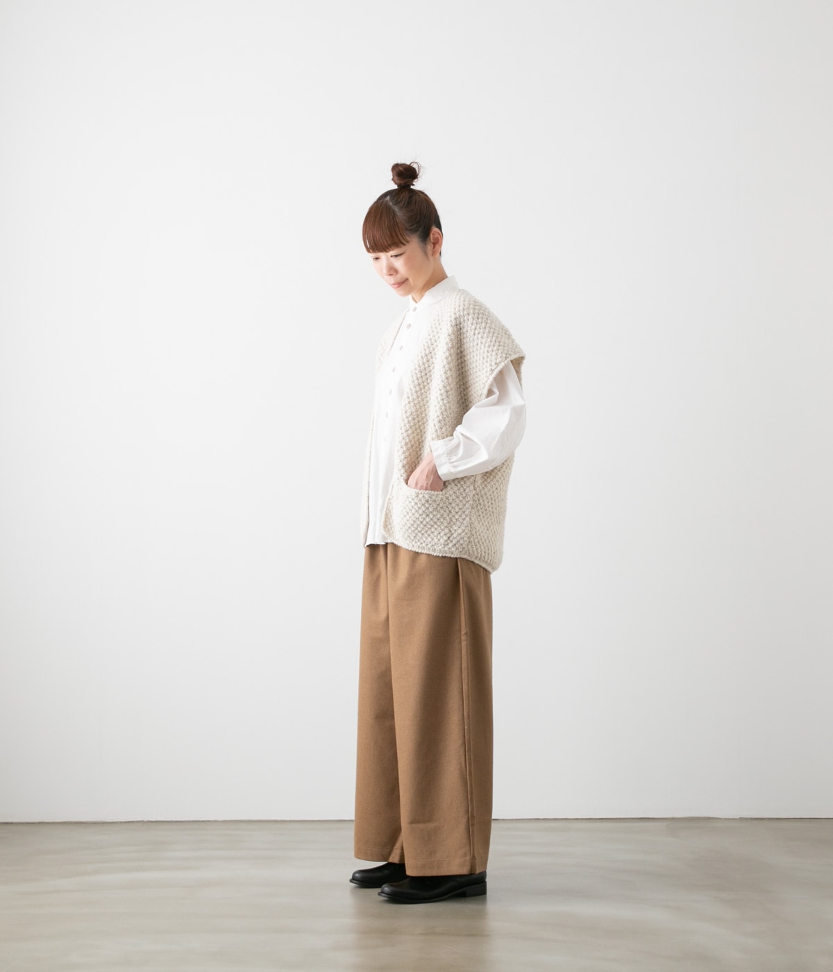 maison de soil メゾンドソイル ウール フランネル イージー ワイドパンツ WOOL FLANNEL EASY WIDE PANTS 3色 GNMDS2052WF
