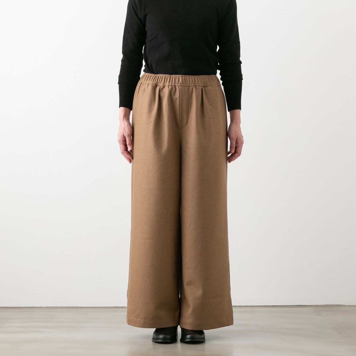 maison de soil メゾンドソイル ウール フランネル イージー ワイドパンツ WOOL FLANNEL EASY WIDE PANTS 3色 GNMDS2052WF