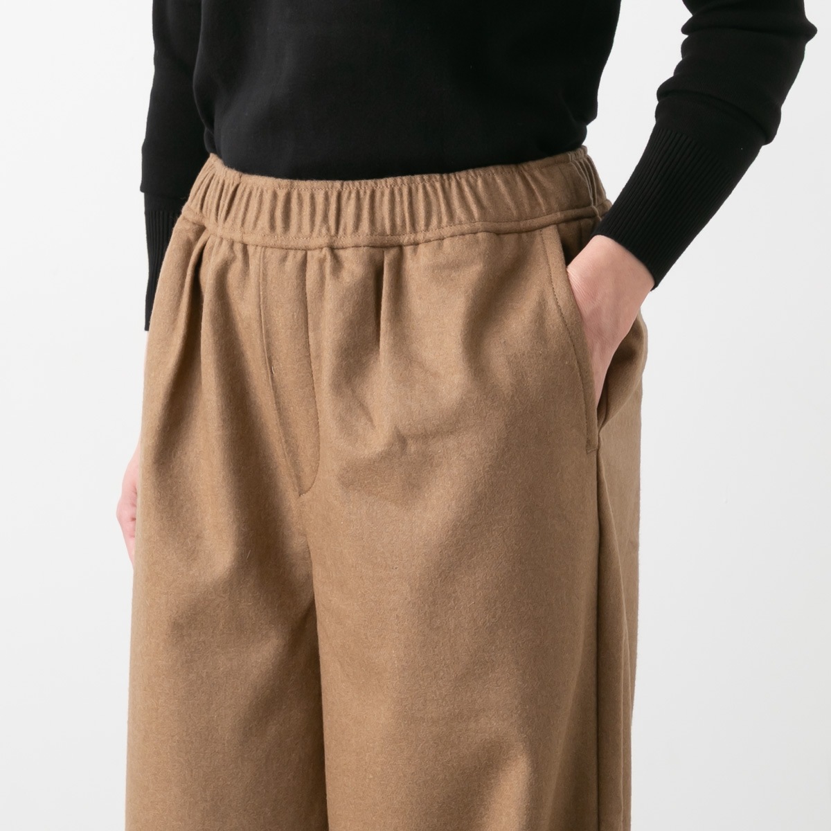 maison de soil メゾンドソイル ウール フランネル イージー ワイドパンツ WOOL FLANNEL EASY WIDE PANTS 3色 GNMDS2052WF