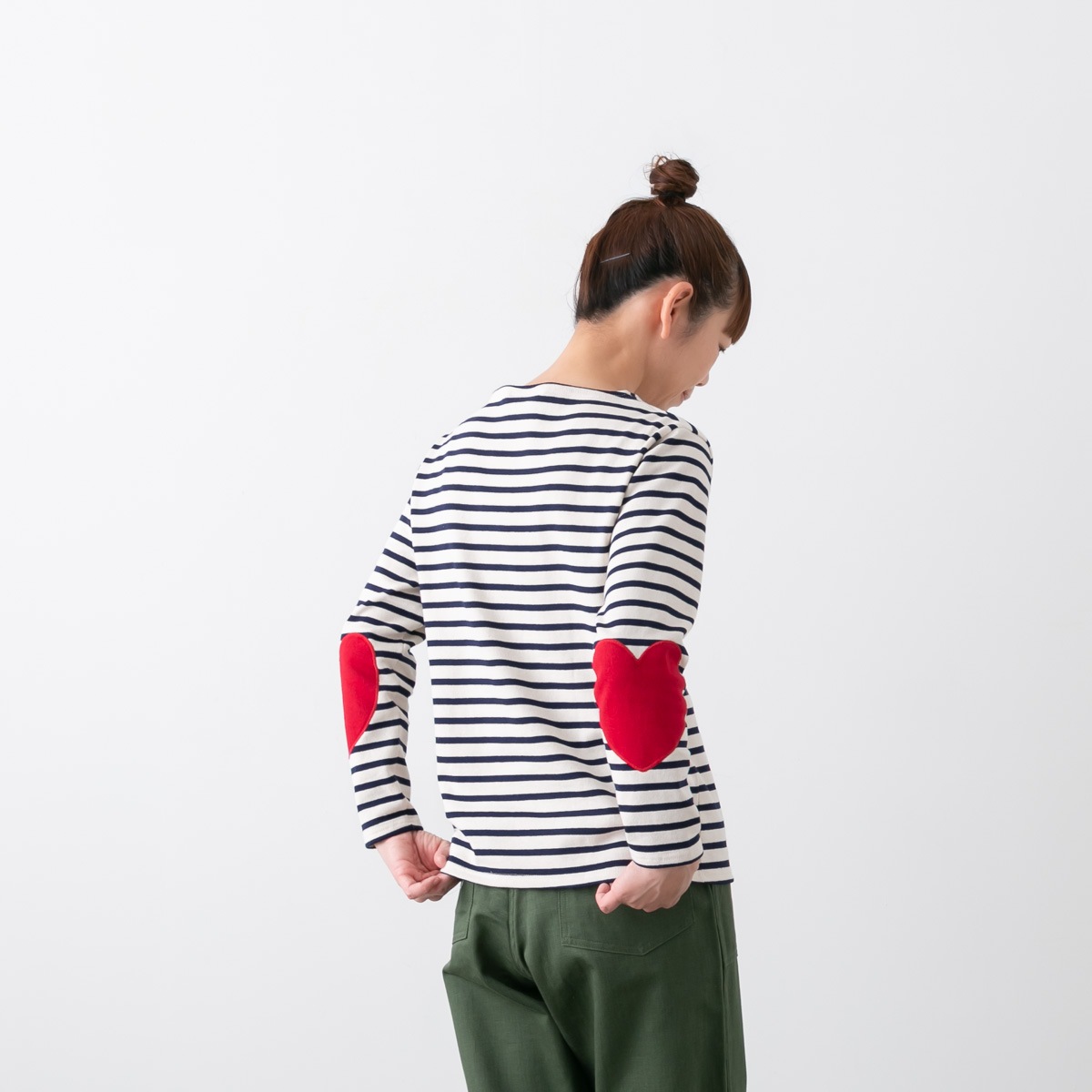 SAINT JAMES セントジェームス OUESSANT ウエッソン 長袖 ボーダー ハートエルボーパッチ付き ボートネックカットソー