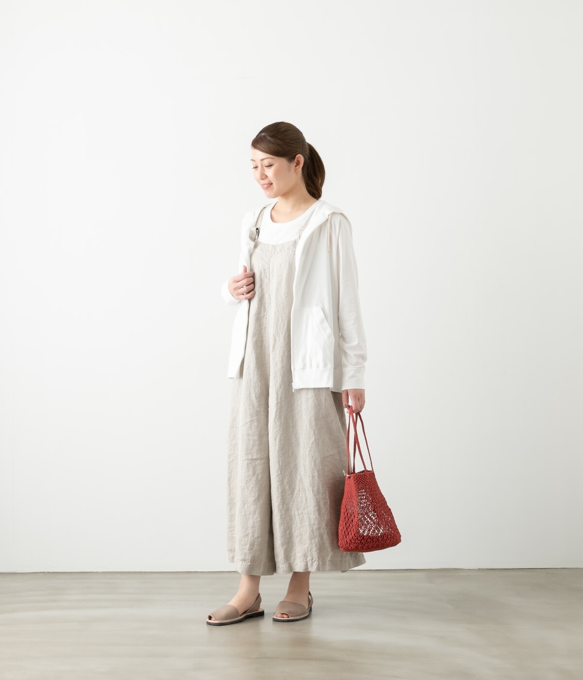 harmonie アルモニ オーガニックコットン ふんわり天竺 ジップアップ パーカー 5色 82210335