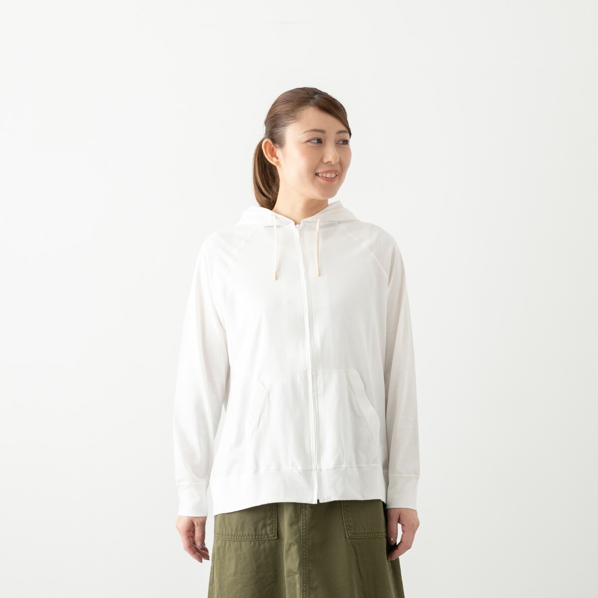 harmonie アルモニ オーガニックコットン ふんわり天竺 ジップアップ パーカー 5色 82210335