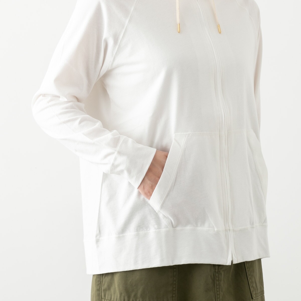 harmonie アルモニ オーガニックコットン ふんわり天竺 ジップアップ パーカー 5色 82210335