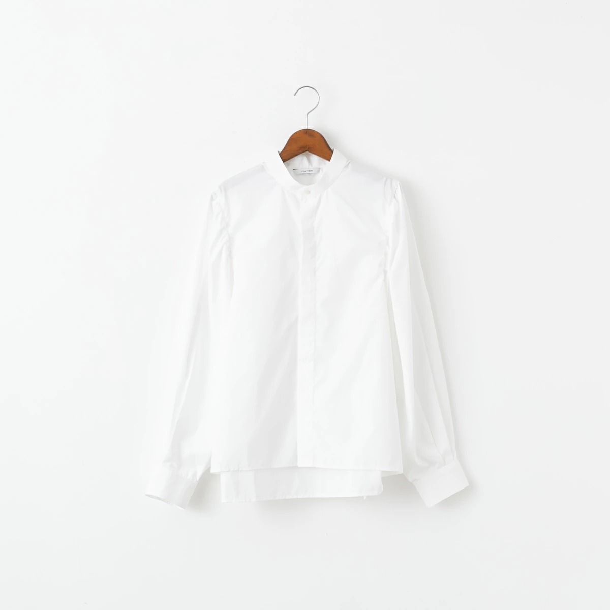 MANON マノン GATHER SLEEVE BAND COLLAR SHIRT ギャザー スリーブ バンドカラー シャツ 4色 MNN-SH-302