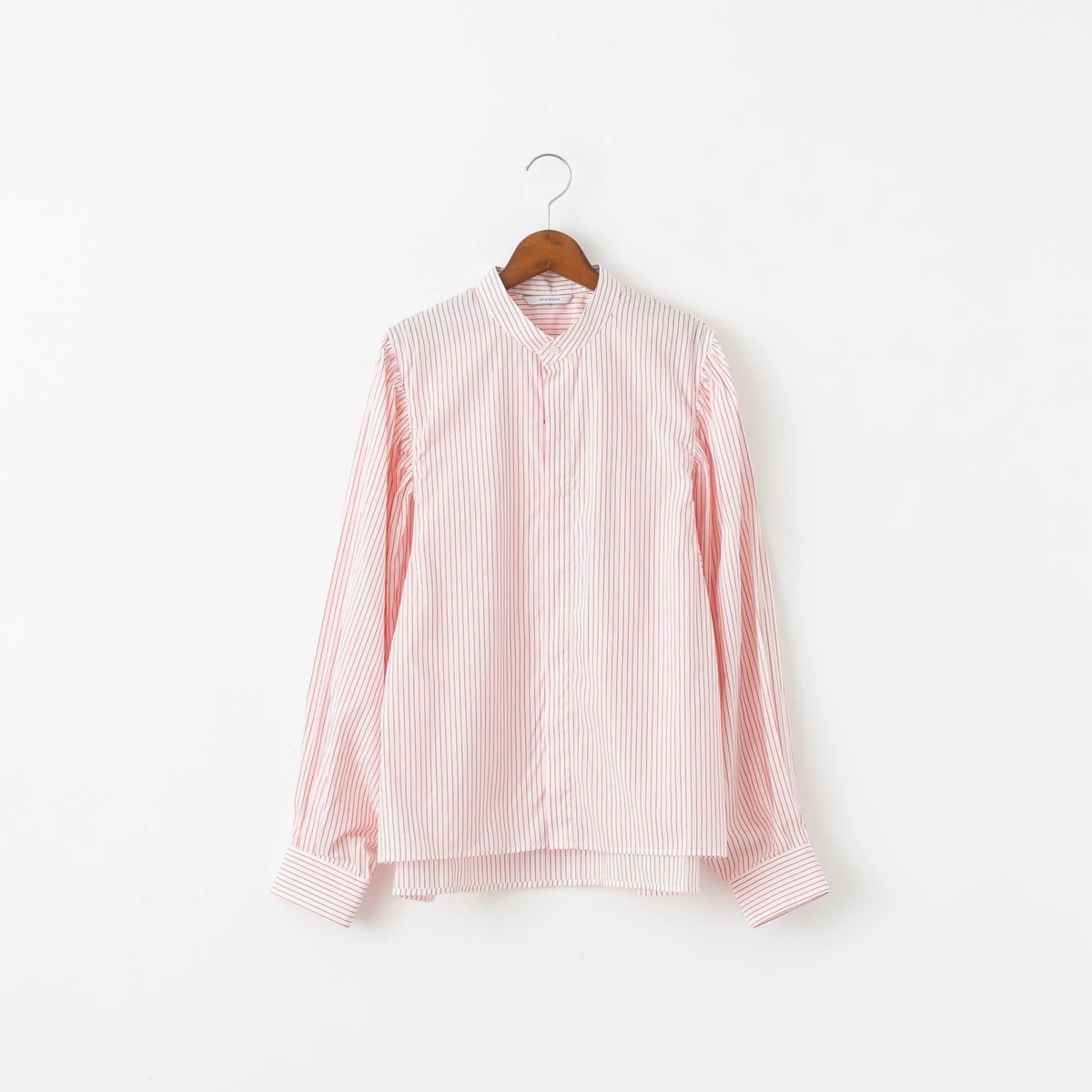MANON マノン GATHER SLEEVE BAND COLLAR SHIRT ギャザー スリーブ バンドカラー シャツ 4色 MNN-SH-302