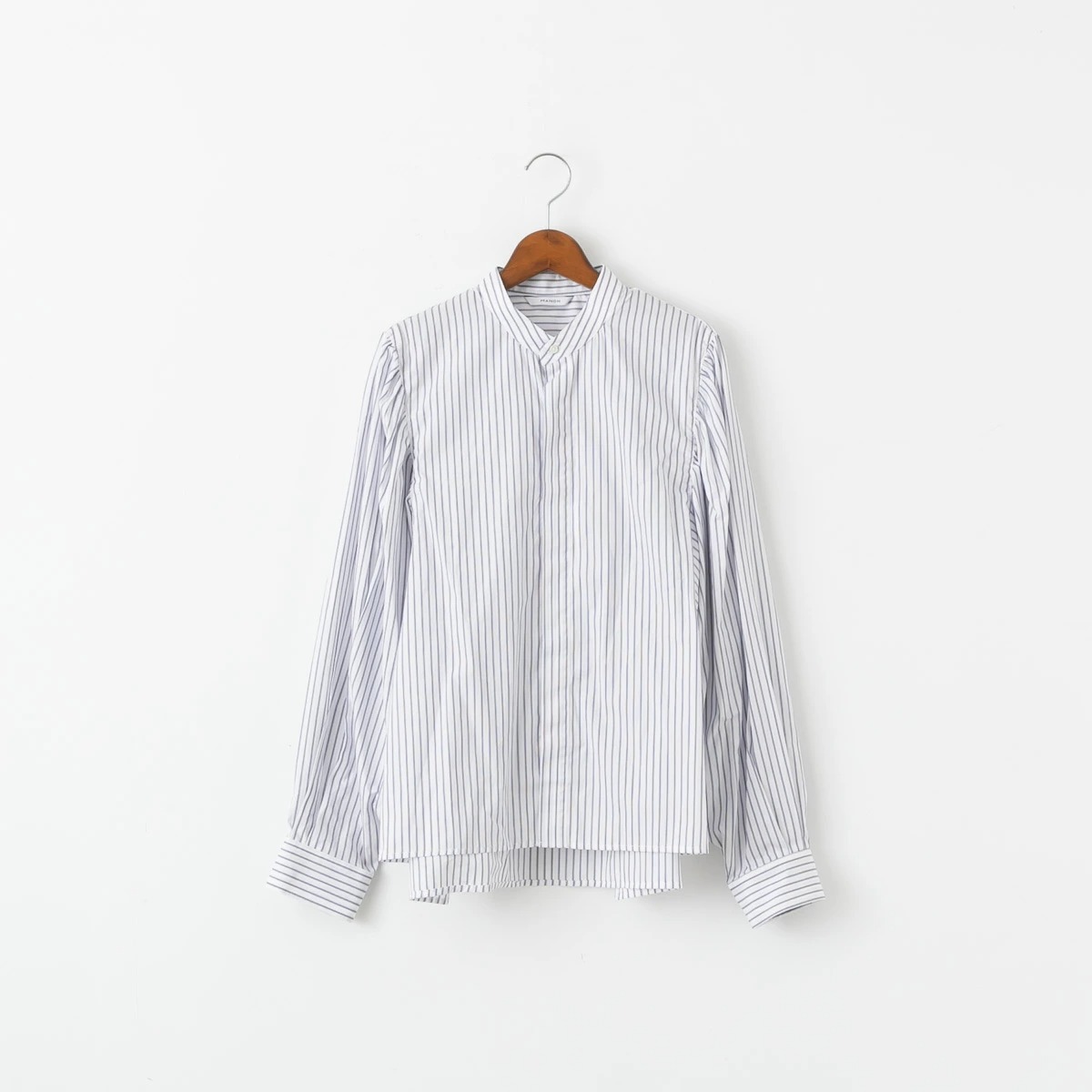 MANON マノン GATHER SLEEVE BAND COLLAR SHIRT ギャザー スリーブ バンドカラー シャツ 4色 MNN-SH-302