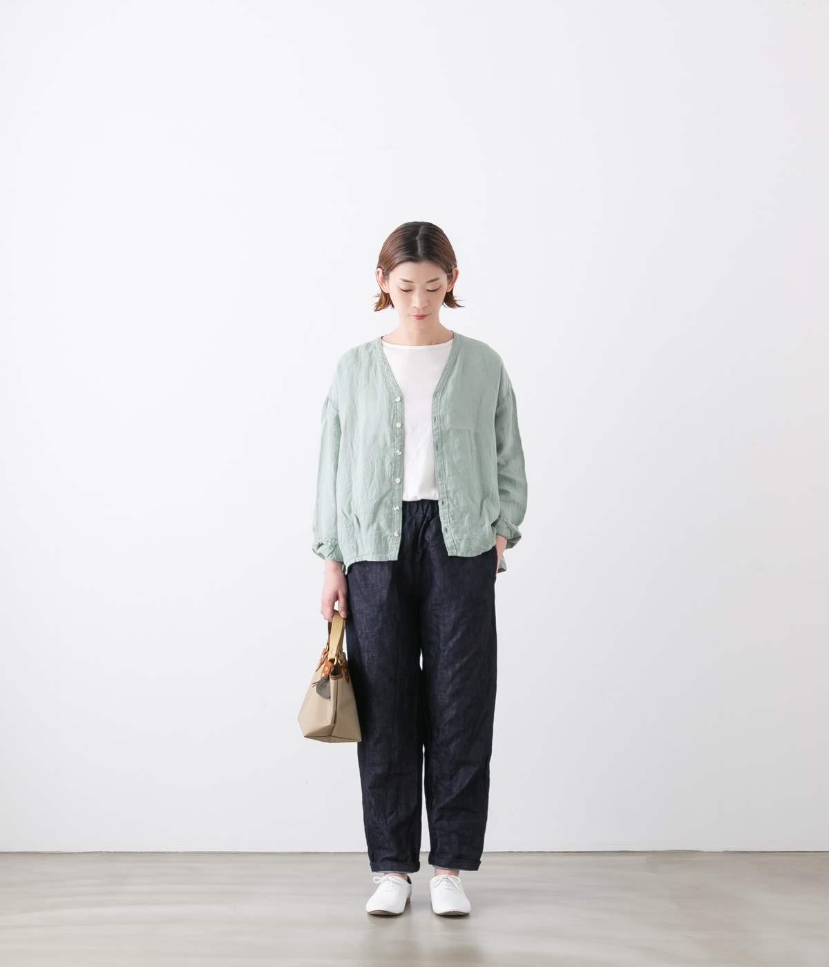 soi-e ソワ コットンリネン デニム パンツ 821019