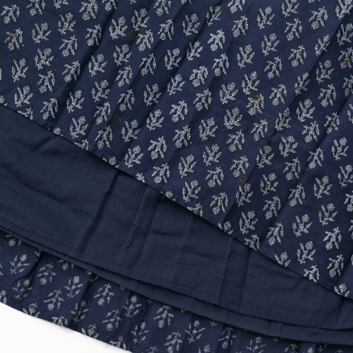 maison de soil メゾンドソイル RAJASTHAN TUCK GATHERED SKIRT WITH LINING 80s コットン ボイル フラワー ブロック プリント ギャザー スカート 2色 NMDS25555