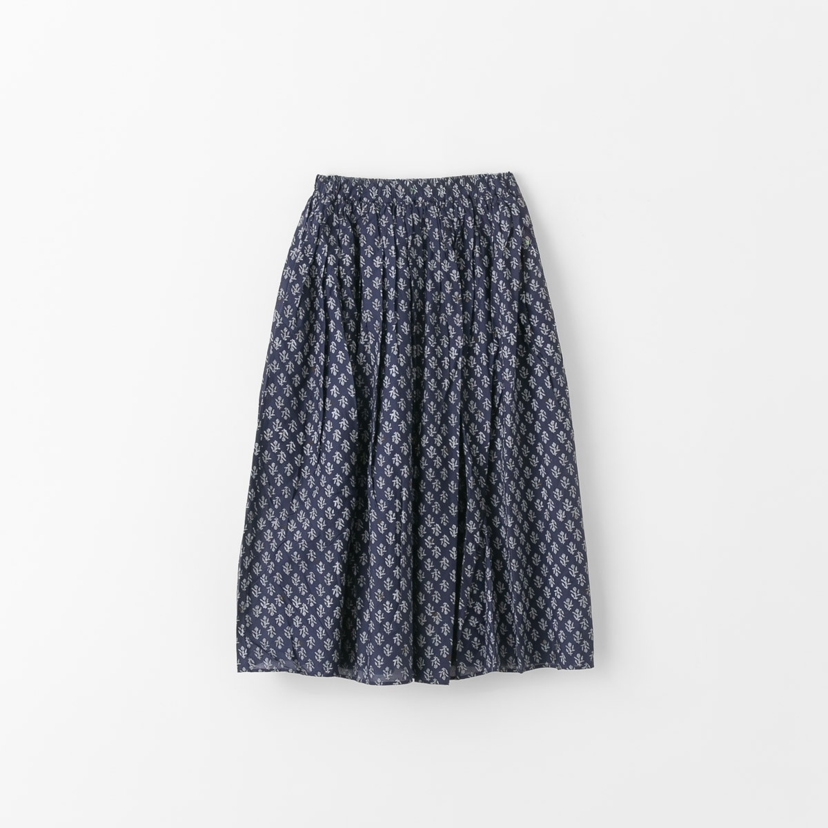 maison de soil メゾンドソイル RAJASTHAN TUCK GATHERED SKIRT WITH LINING 80s コットン ボイル フラワー ブロック プリント ギャザー スカート 2色 NMDS25555