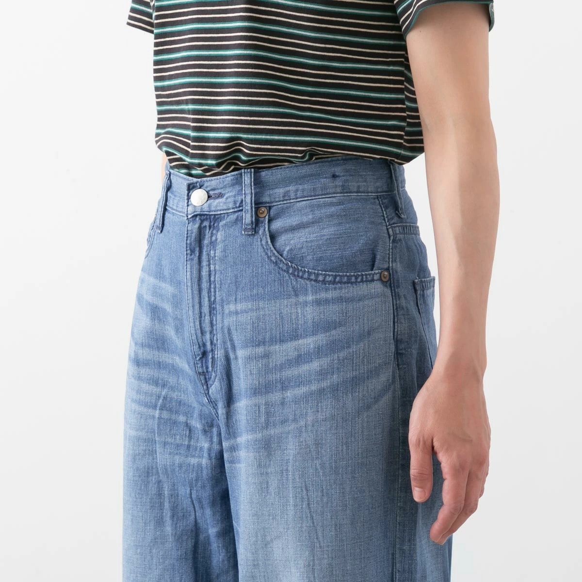 caqu サキュウ FS linen wide boys コットン リネン ワイド デニム 2色 