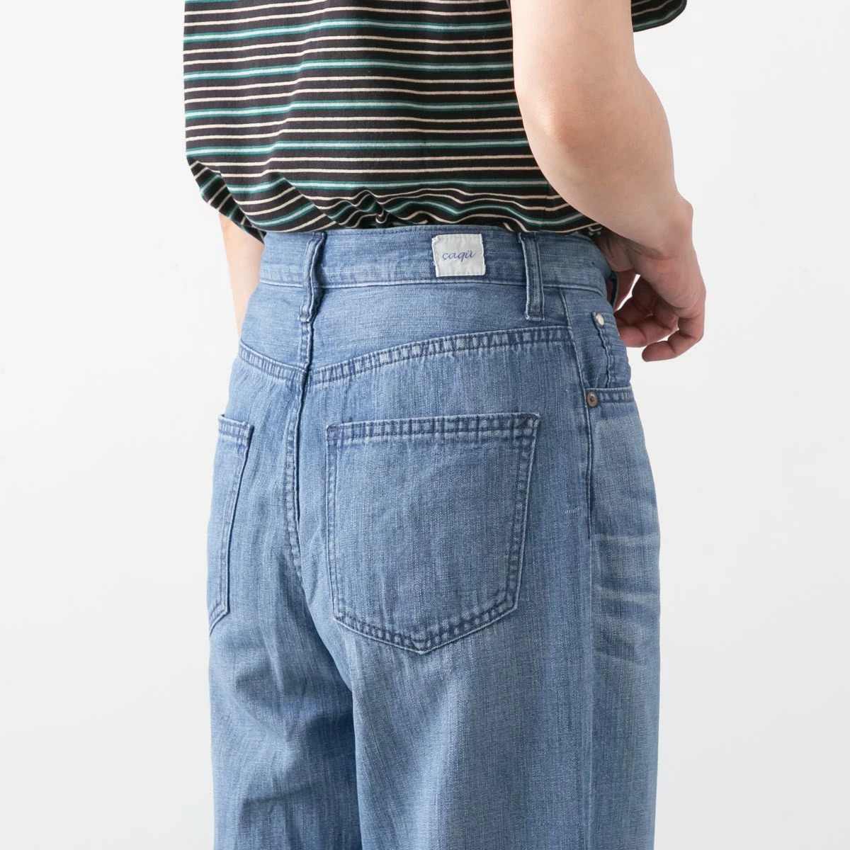 caqu サキュウ FS linen wide boys コットン リネン ワイド デニム 2色 