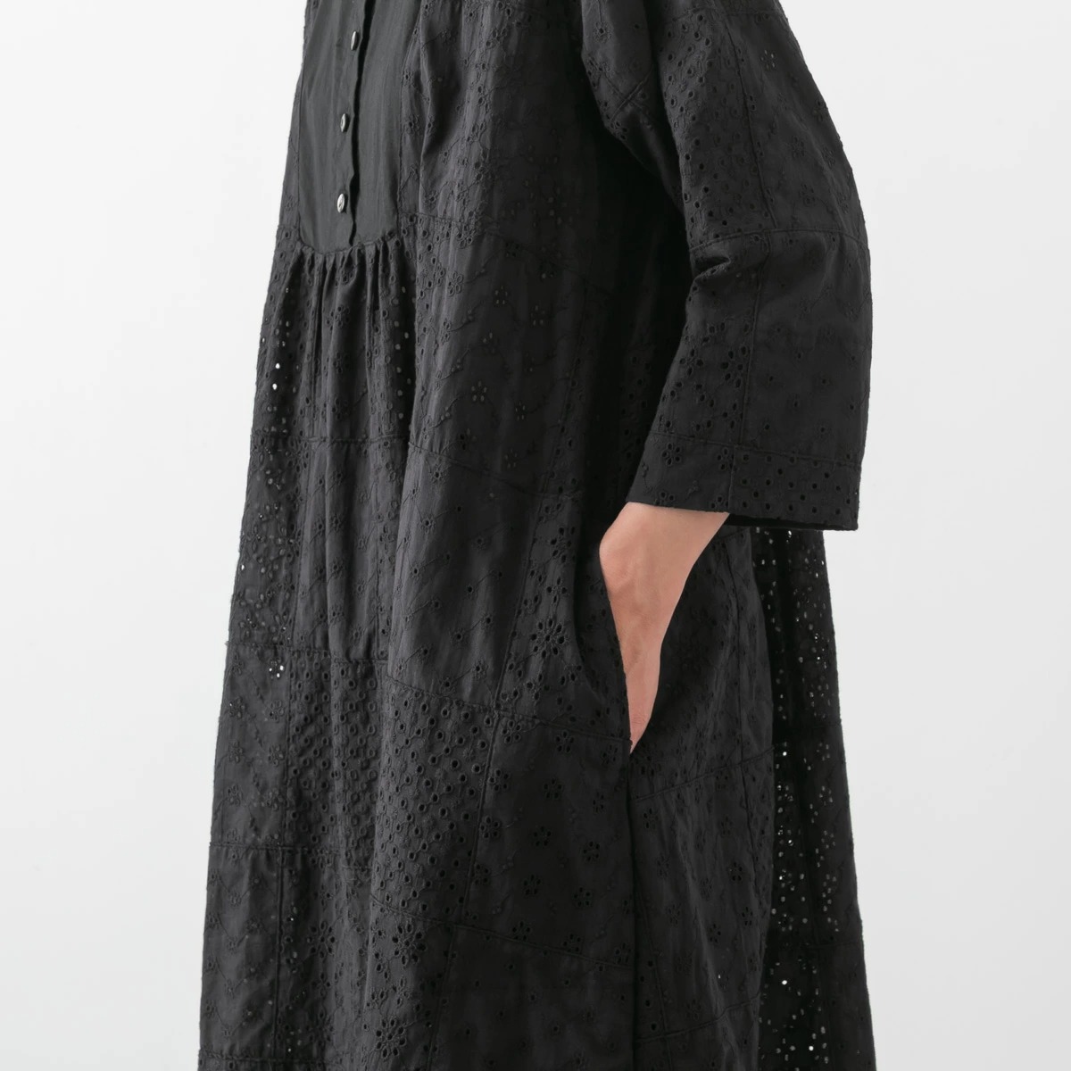 SARAHWEAR サラウェア Embroidery Patchwork Plain Cotton Lawn Dress 