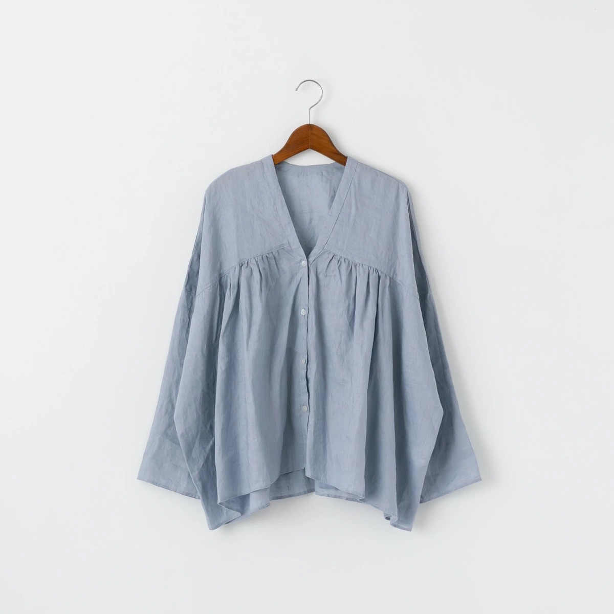 TRAVAIL MANUEL トラバイユ マニュアル ウォッシュリネン L/Sギャザーブラウス 3色 3012-52