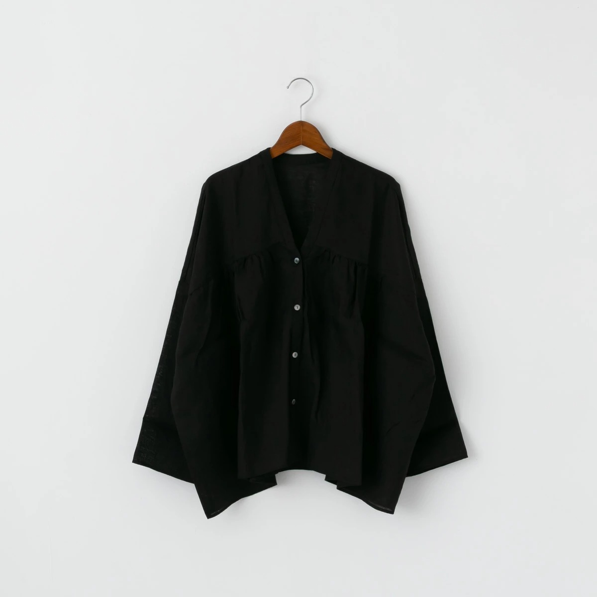 TRAVAIL MANUEL トラバイユ マニュアル ウォッシュリネン L/Sギャザーブラウス 3色 3012-52