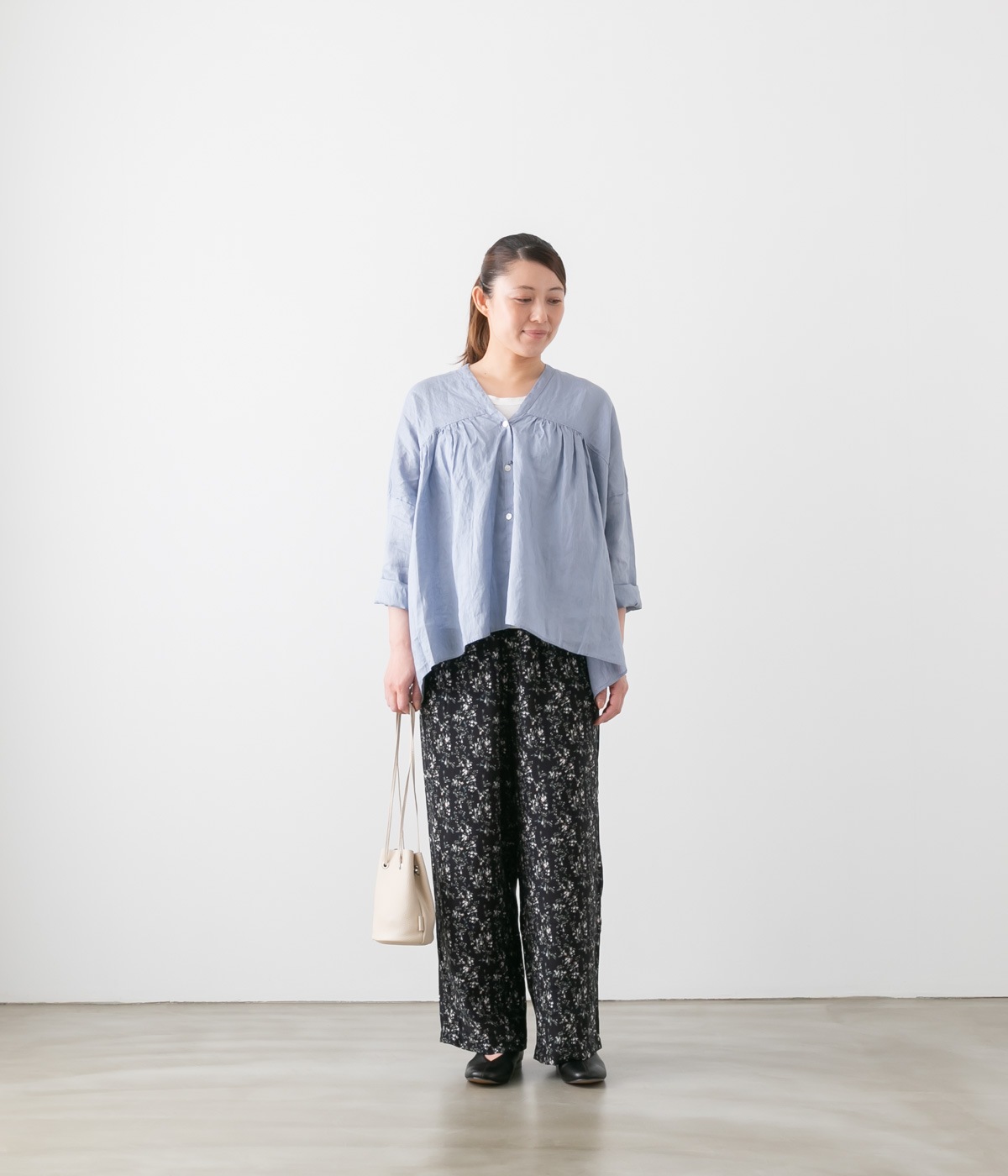 TRAVAIL MANUEL トラバイユ マニュアル ウォッシュリネン L/Sギャザーブラウス 3色 3012-52