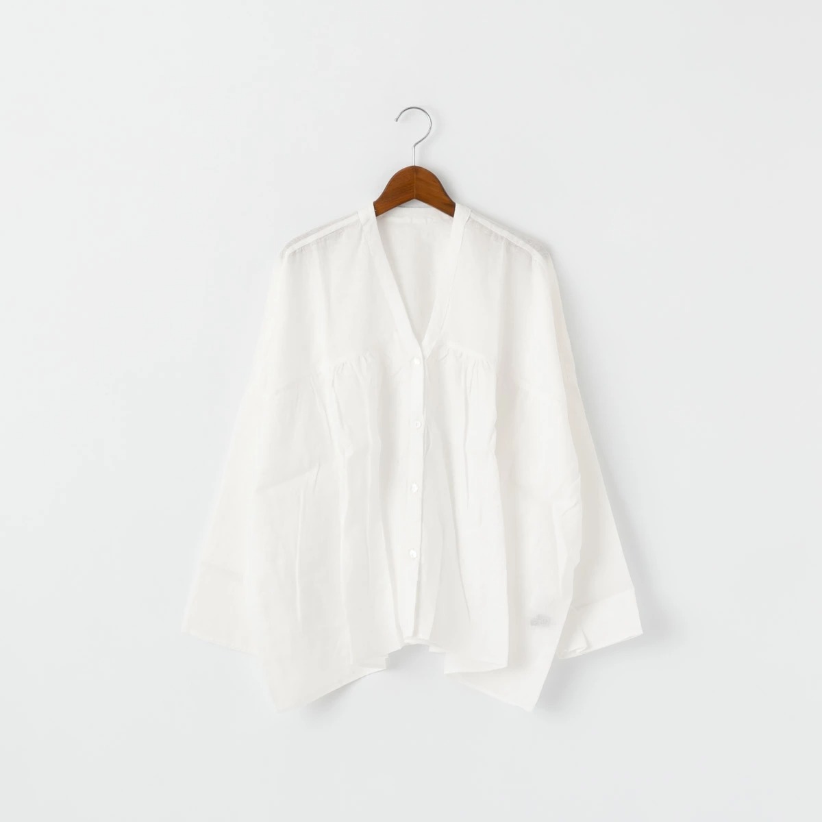 TRAVAIL MANUEL トラバイユ マニュアル ウォッシュリネン L/Sギャザーブラウス 3色 3012-52