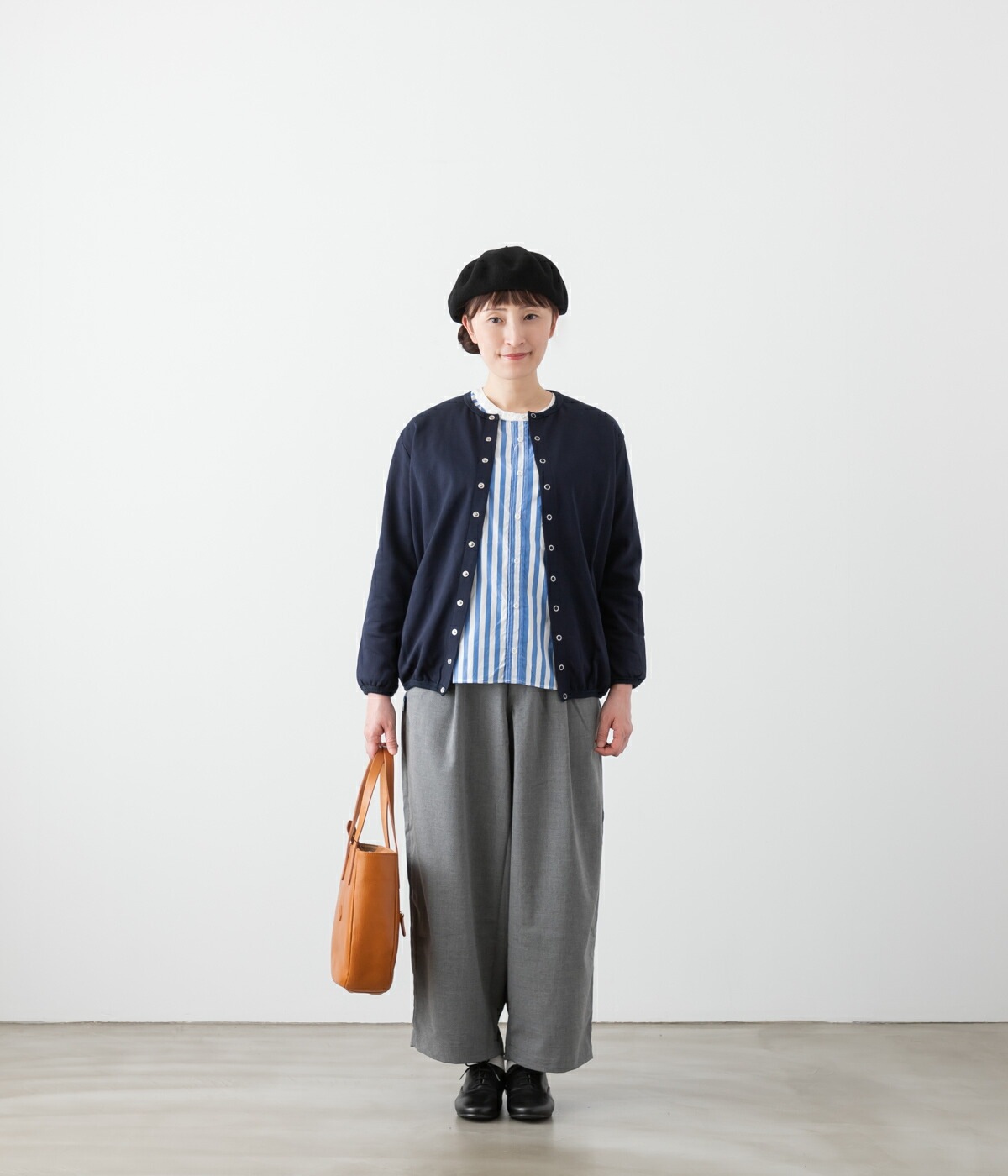 harmonie アルモニ ハードコンパクト 裏毛 リングドットボタン カーディガン 4色 62130145