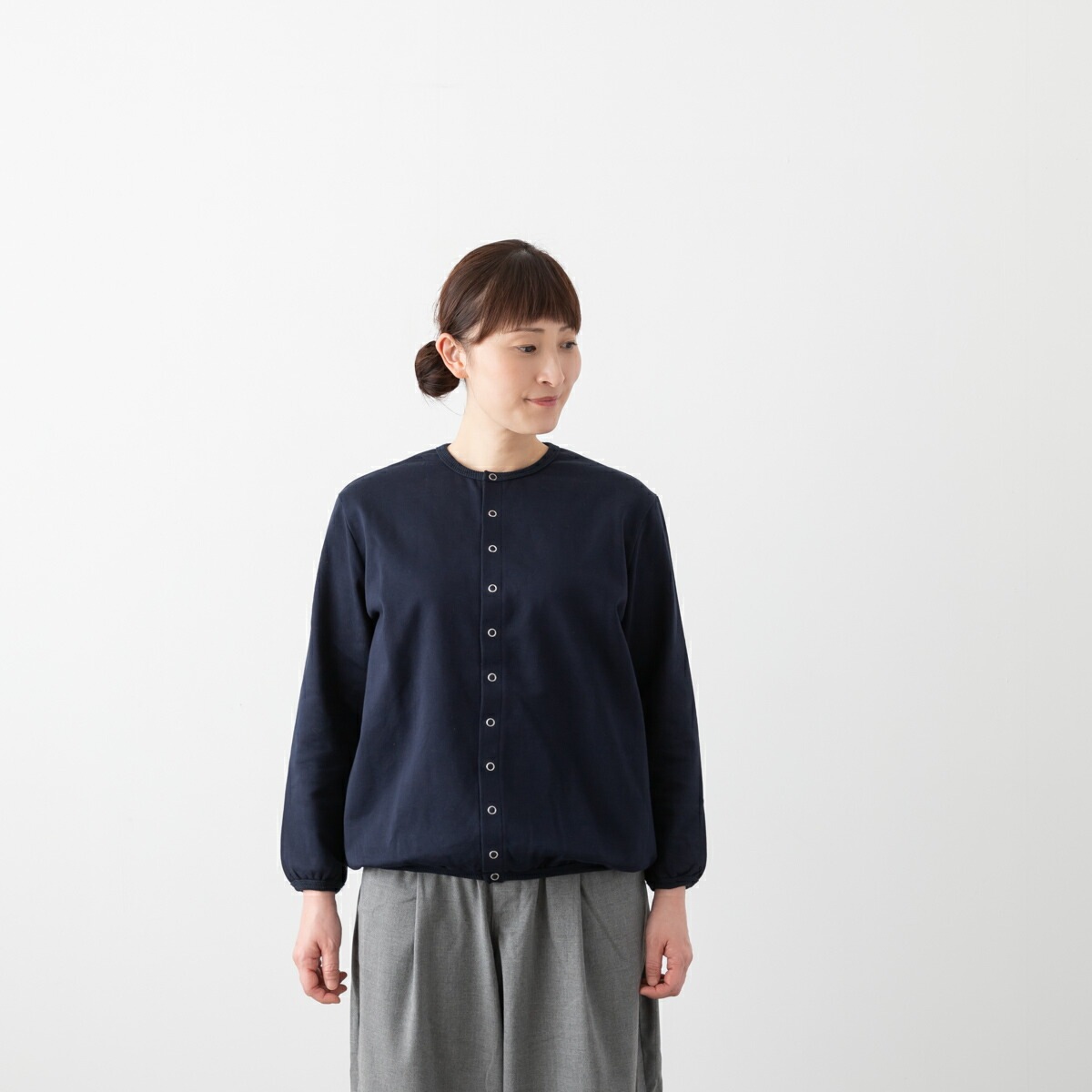 harmonie アルモニ ハードコンパクト 裏毛 リングドットボタン カーディガン 4色 62130145