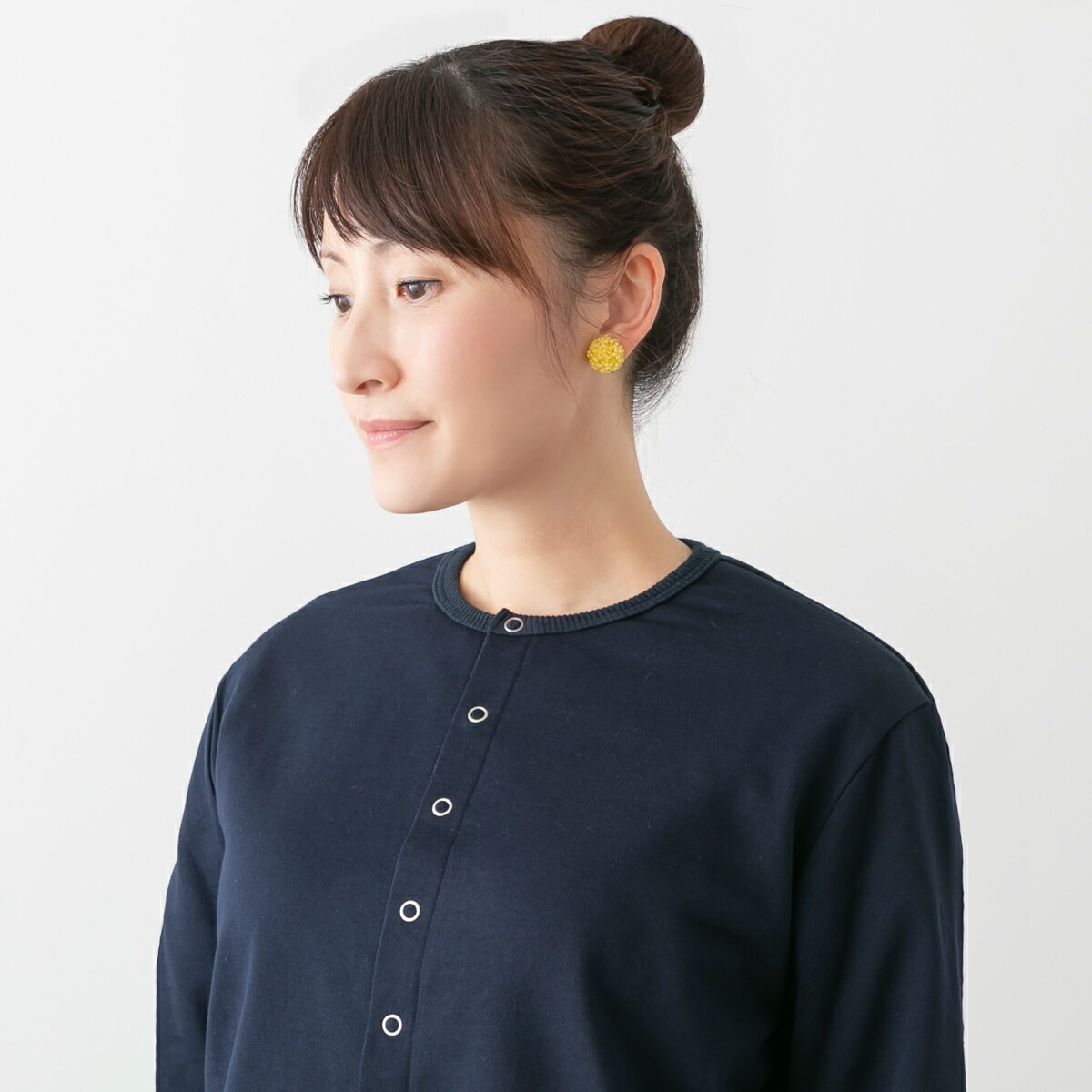 harmonie アルモニ ハードコンパクト 裏毛 リングドットボタン カーディガン 4色 62130145