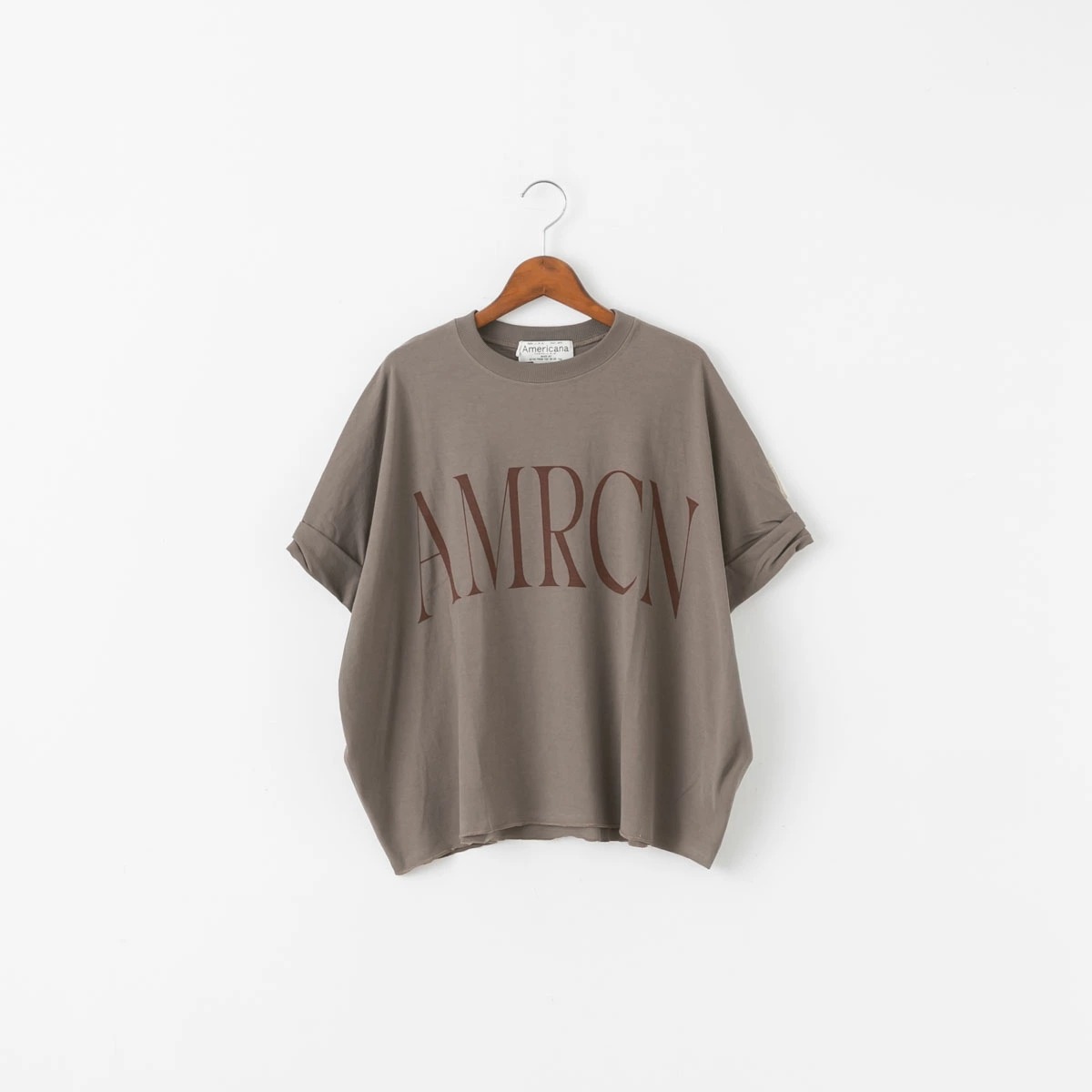 Americana アメリカーナ クロップド ワイド ロールアップ ロゴ Tシャツ