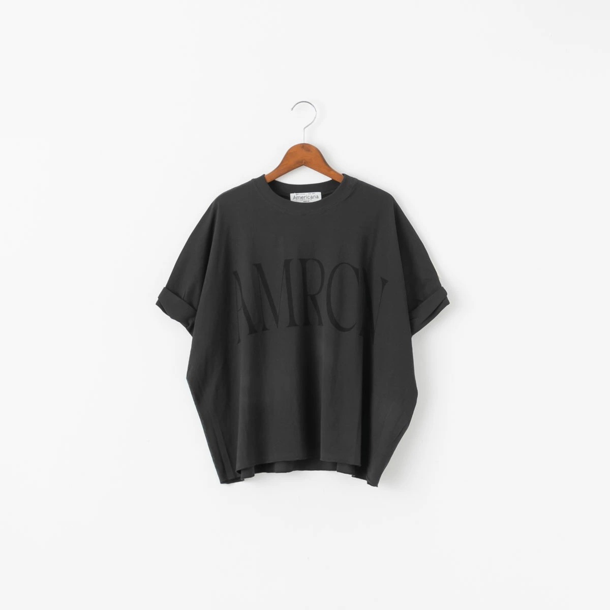 Americana アメリカーナ クロップド ワイド ロールアップ ロゴ Tシャツ