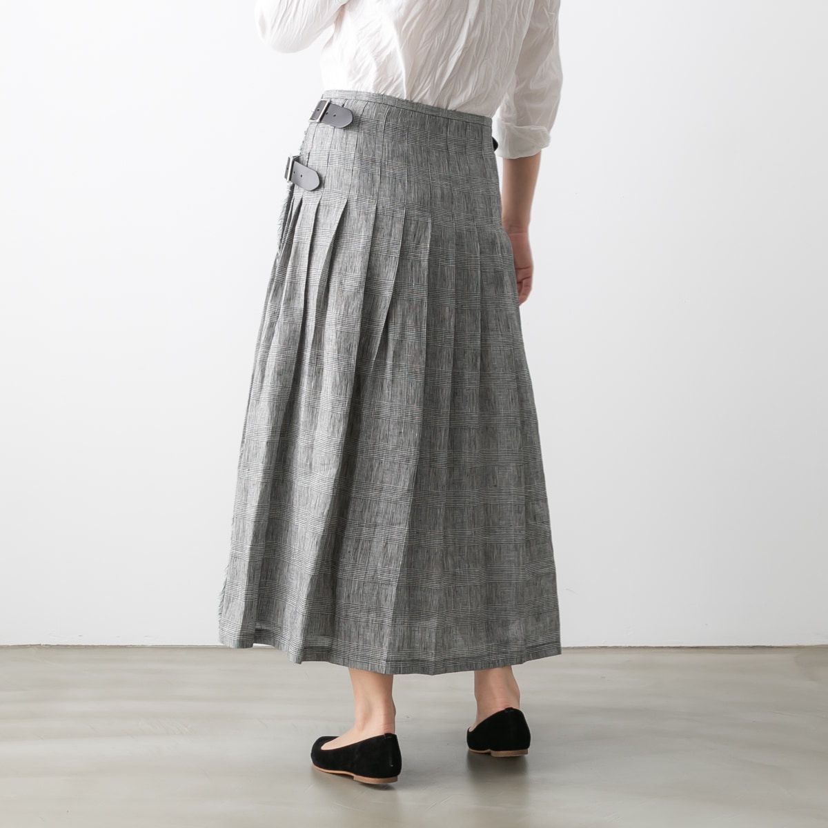 オニールダブリン　グレー O'NEIL OF DUBLIN オニール・オブ・ダブリン WRAP SKIRT リネンタック