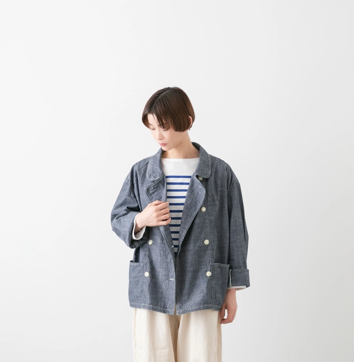 ARMEN アーメン ROUND COLLAR DOUBLE JAKET ラウンドカラー ダブルジャケット ISNAM2601CB