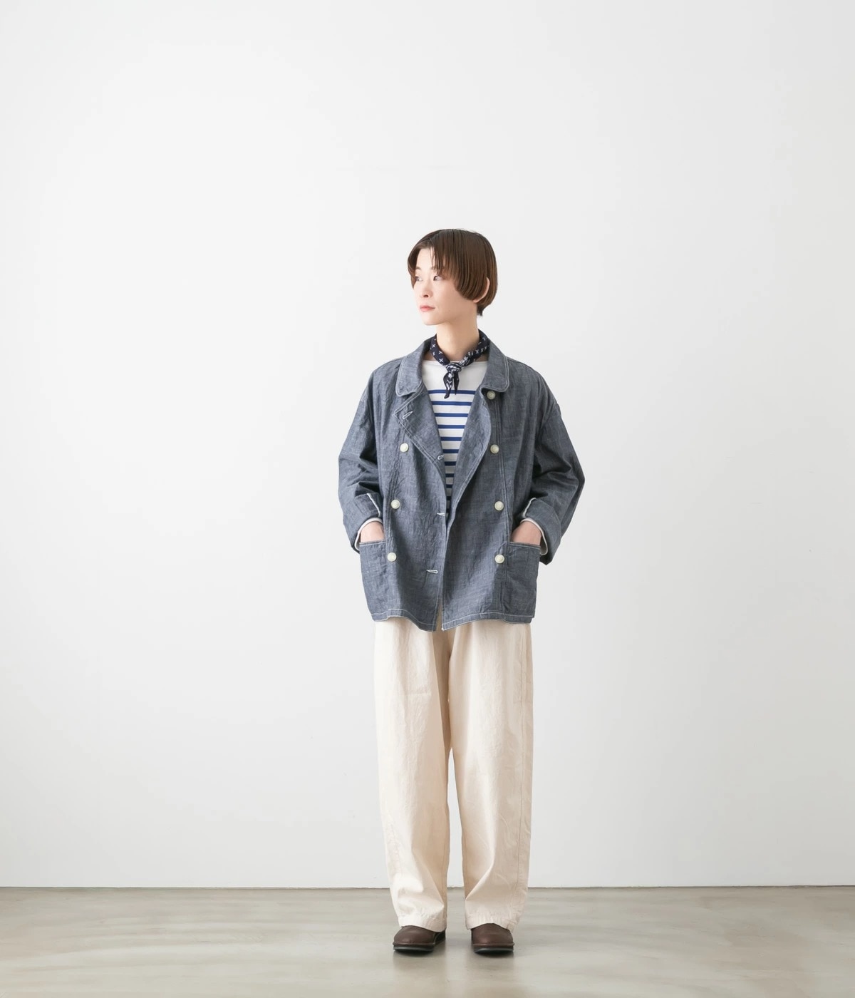 ARMEN アーメン ROUND COLLAR DOUBLE JAKET ラウンドカラー ダブルジャケット ISNAM2601CB