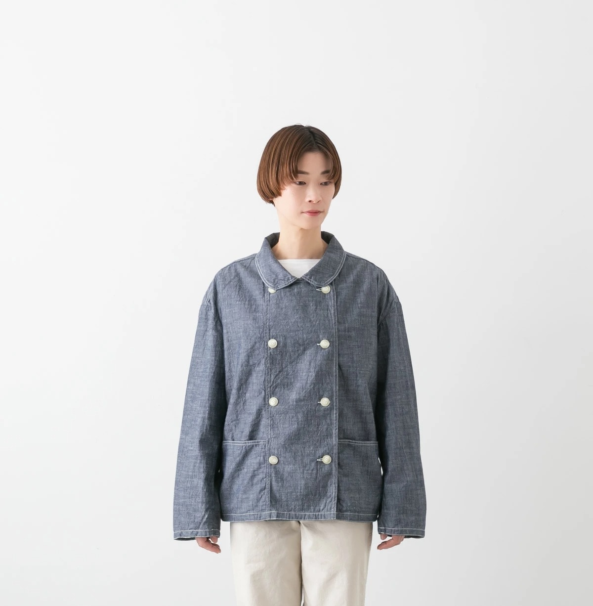 ARMEN アーメン ROUND COLLAR DOUBLE JAKET ラウンドカラー ダブルジャケット ISNAM2601CB