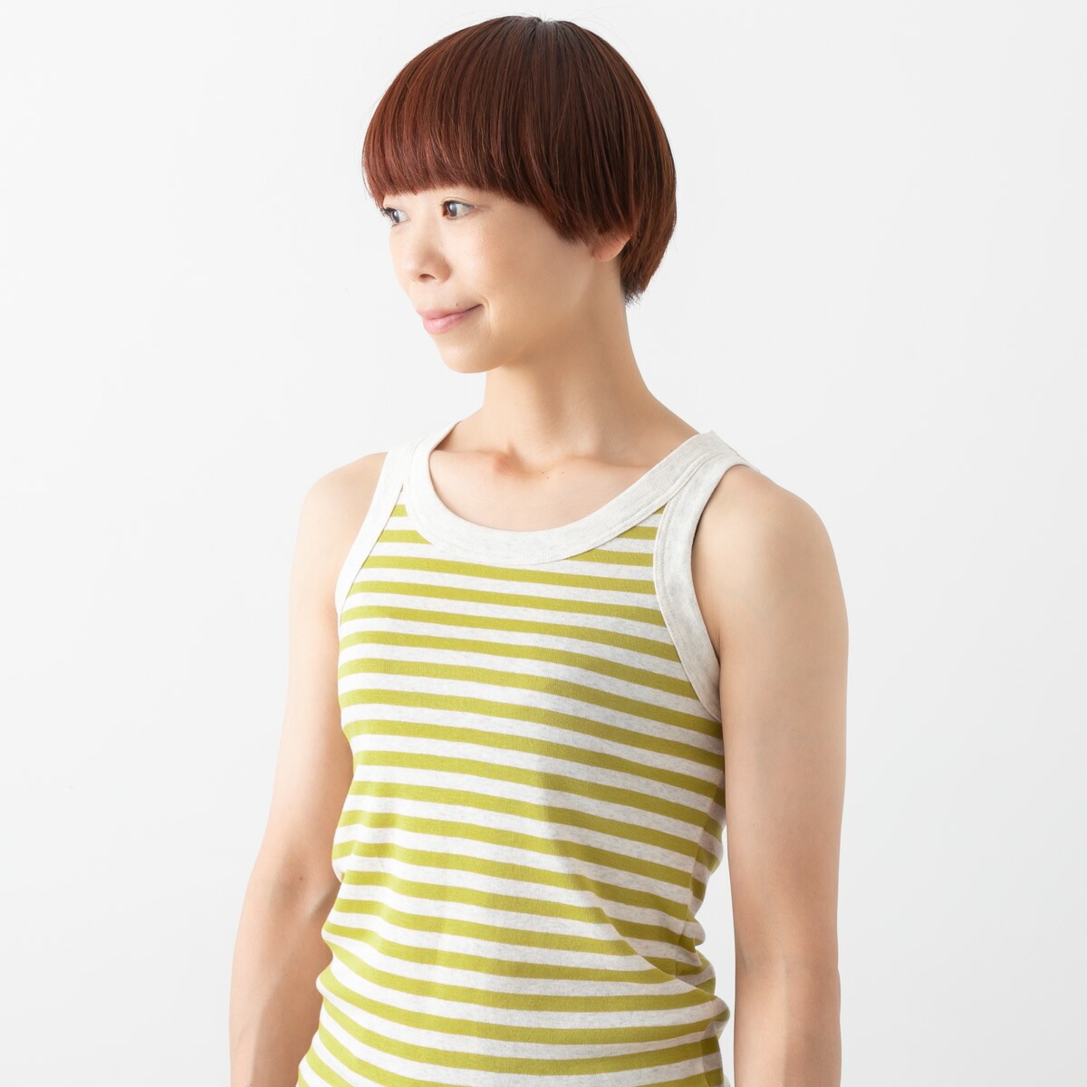 harmonie アルモニ オーガニックコットン 太バインダー ボーダー タンクトップ 9色 8140181