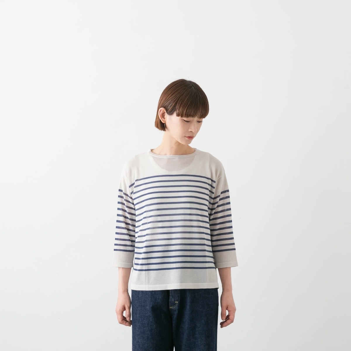 maomade マオメイド ボーダー 七分袖 カットソー 3色 621117