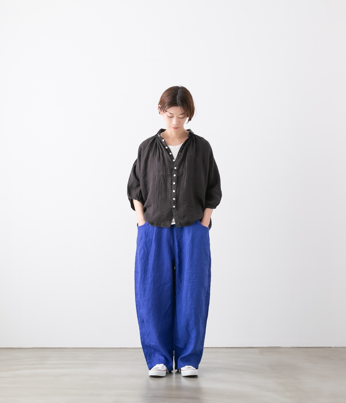 NARU ナル 40フレンチリネン ノッポパンツ 5色 654860BE
