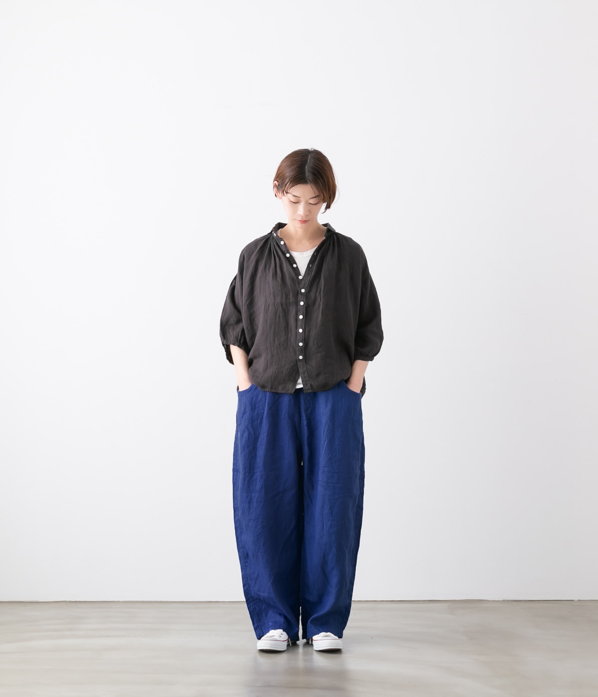 NARU ナル 40フレンチリネン ノッポパンツ 5色 654860BE