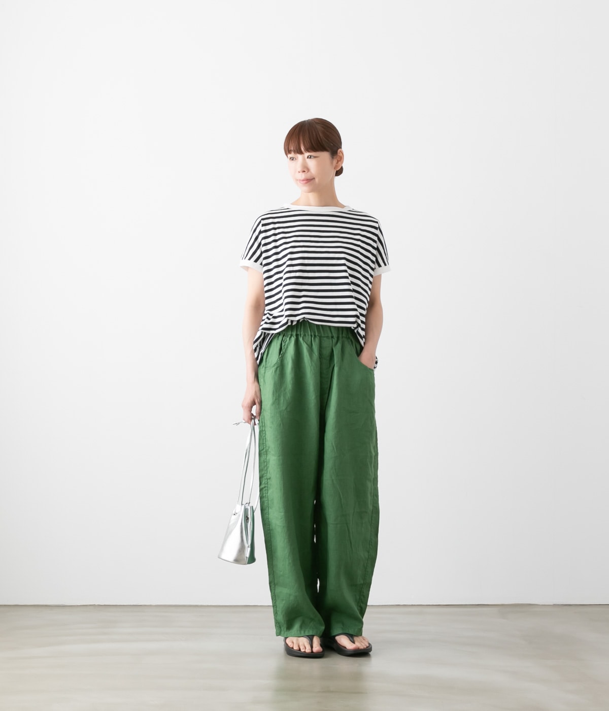 NARU ナル 40フレンチリネン ノッポパンツ 5色 654860BE