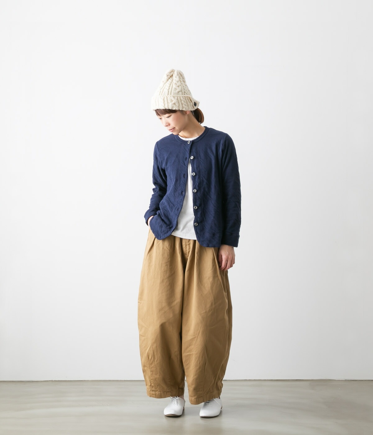 harmonie アルモニ もこもこ接結 裾ラウンド 無地 カーディガン 6色 6590145