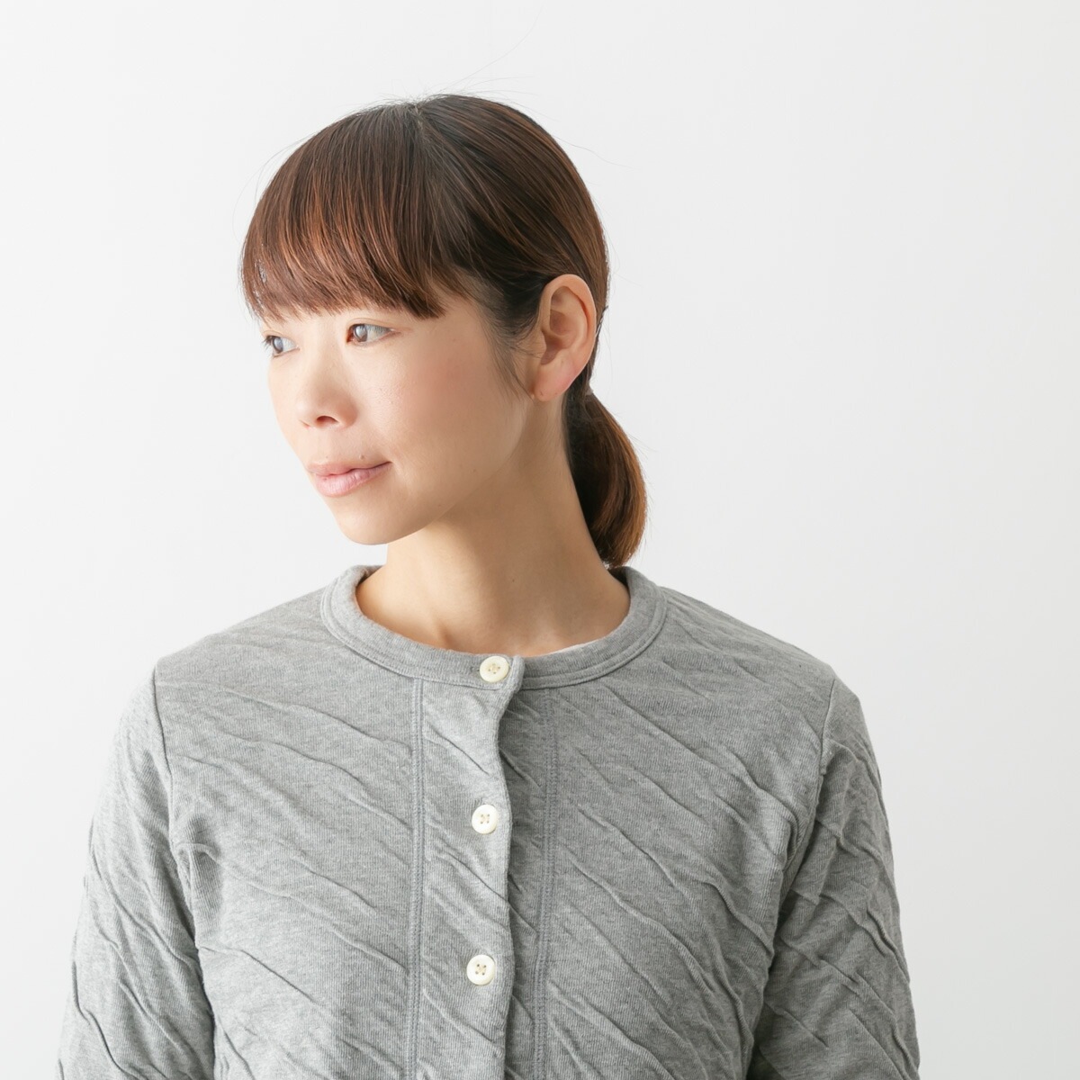 harmonie アルモニ もこもこ接結 裾ラウンド 無地 カーディガン 6色 6590145