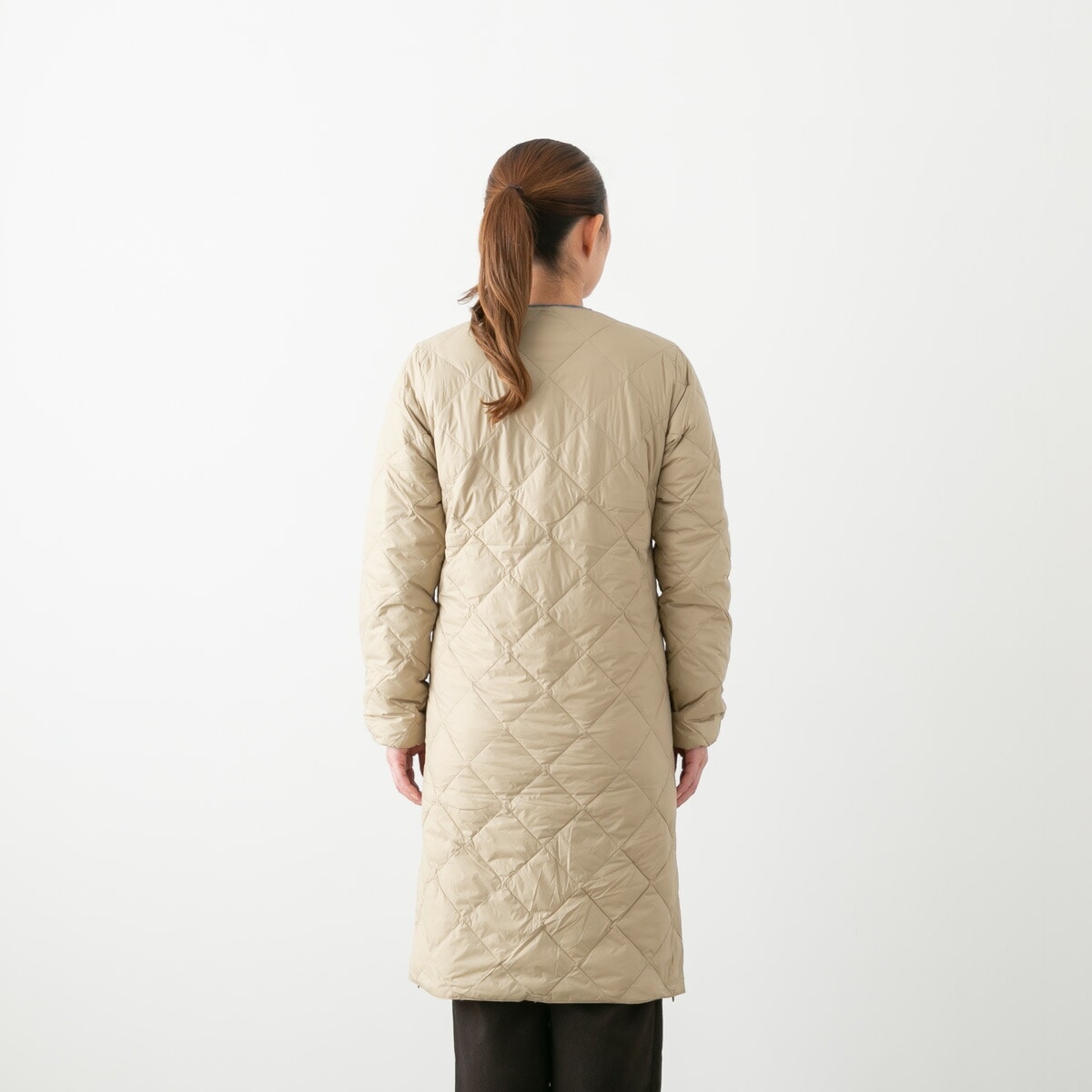 TAION タイオン シティ クルーネック ロング ダウンコート 4色 W104BCI