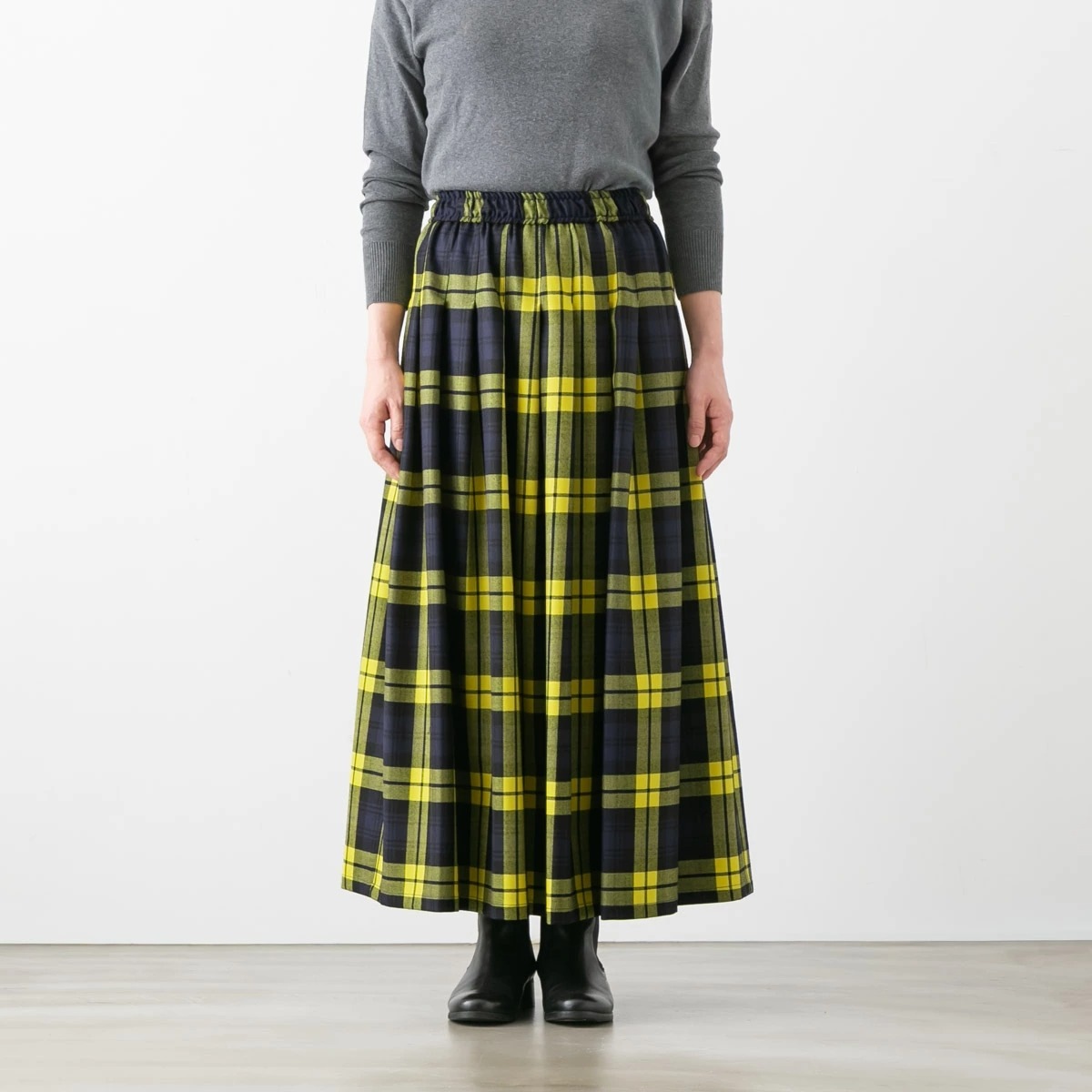 O'NEIL OF DUBLIN オニール・オブ・ダブリン ウエストゴム マキシ丈 プリーツスカート 3色 N141-90