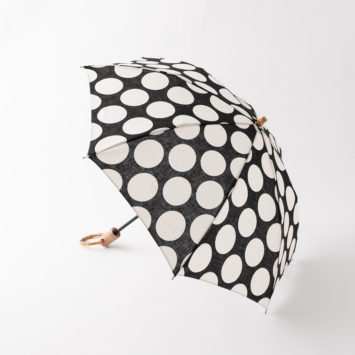 sur mer シュルメール コットンリネン 水玉プリント 晴雨兼用 折り畳み