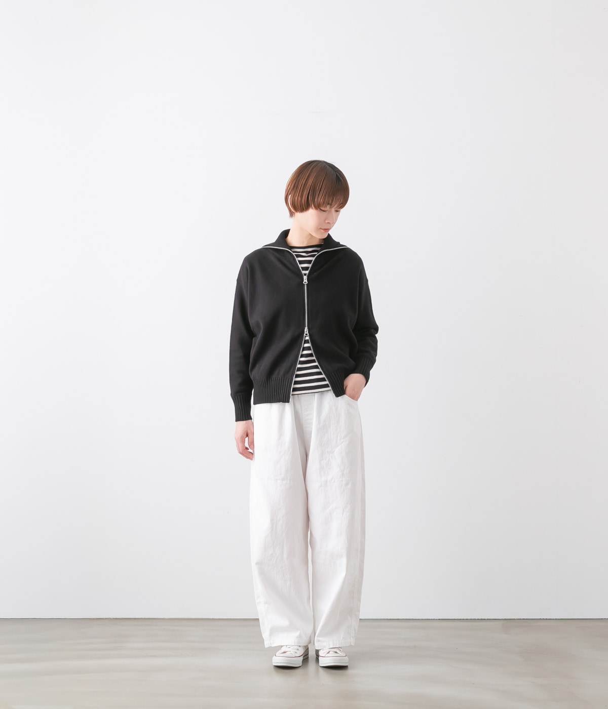 maomade マオメイド コットン ミラノリブ ダブルジップ ジャケット 3色 541113