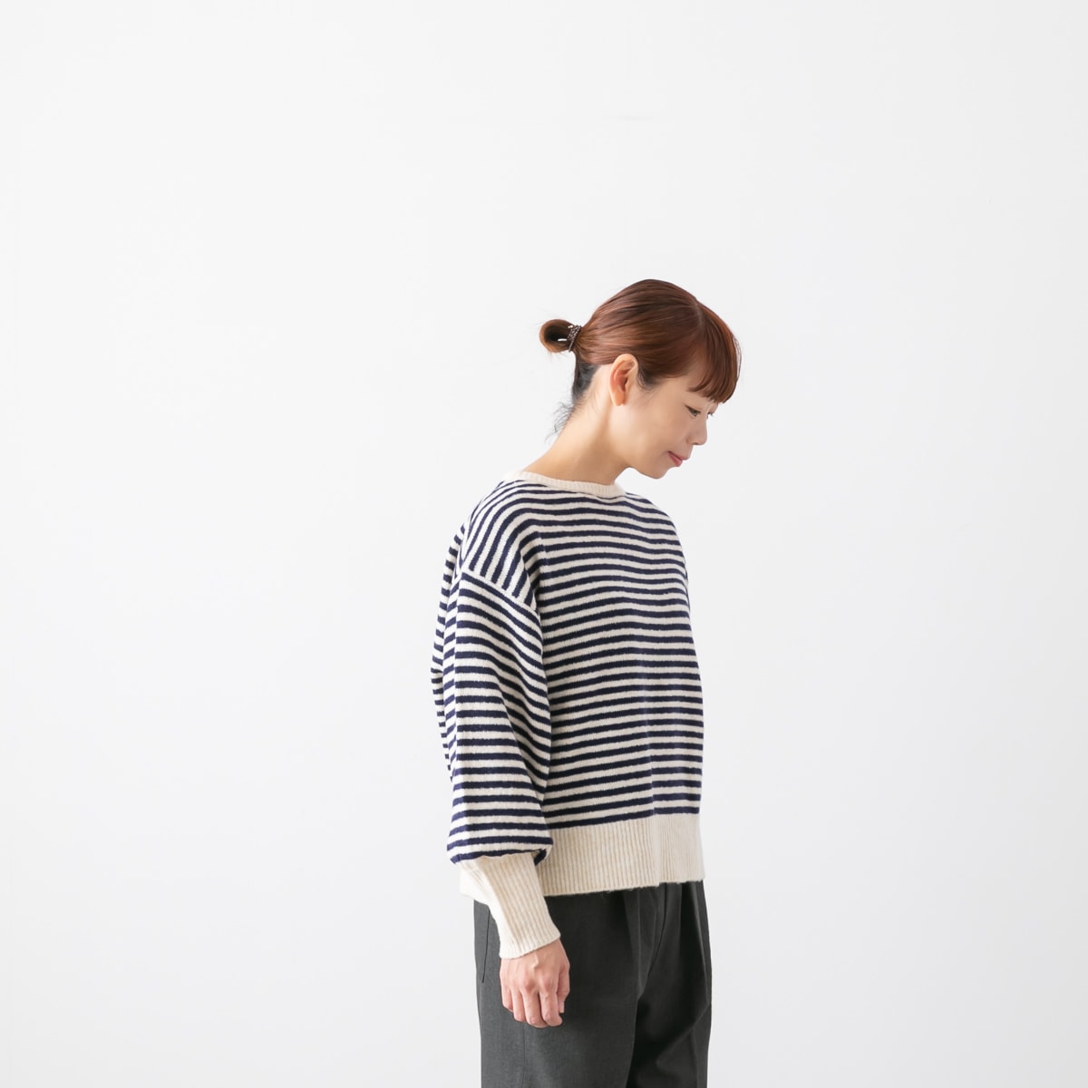 maomade マオメイド マシュマロ ヤーン 細しましま ボリュームスリーブ