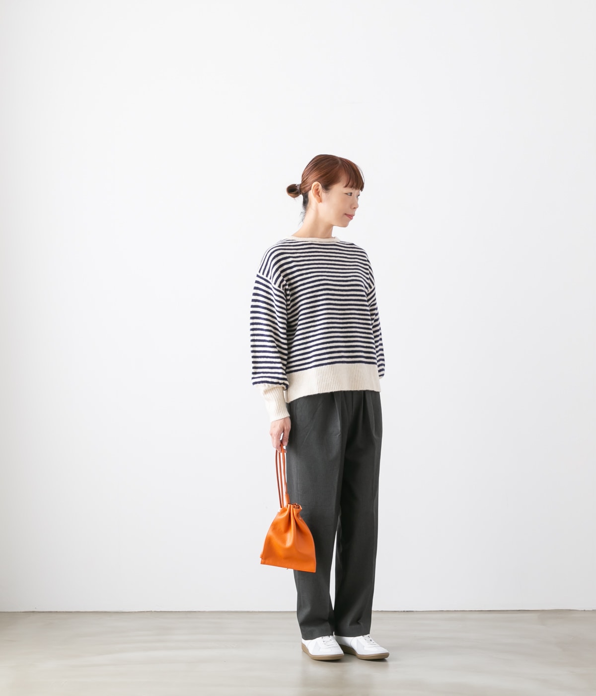 maomade マオメイド マシュマロ ヤーン 細しましま ボリュームスリーブ プルオーバー 441142