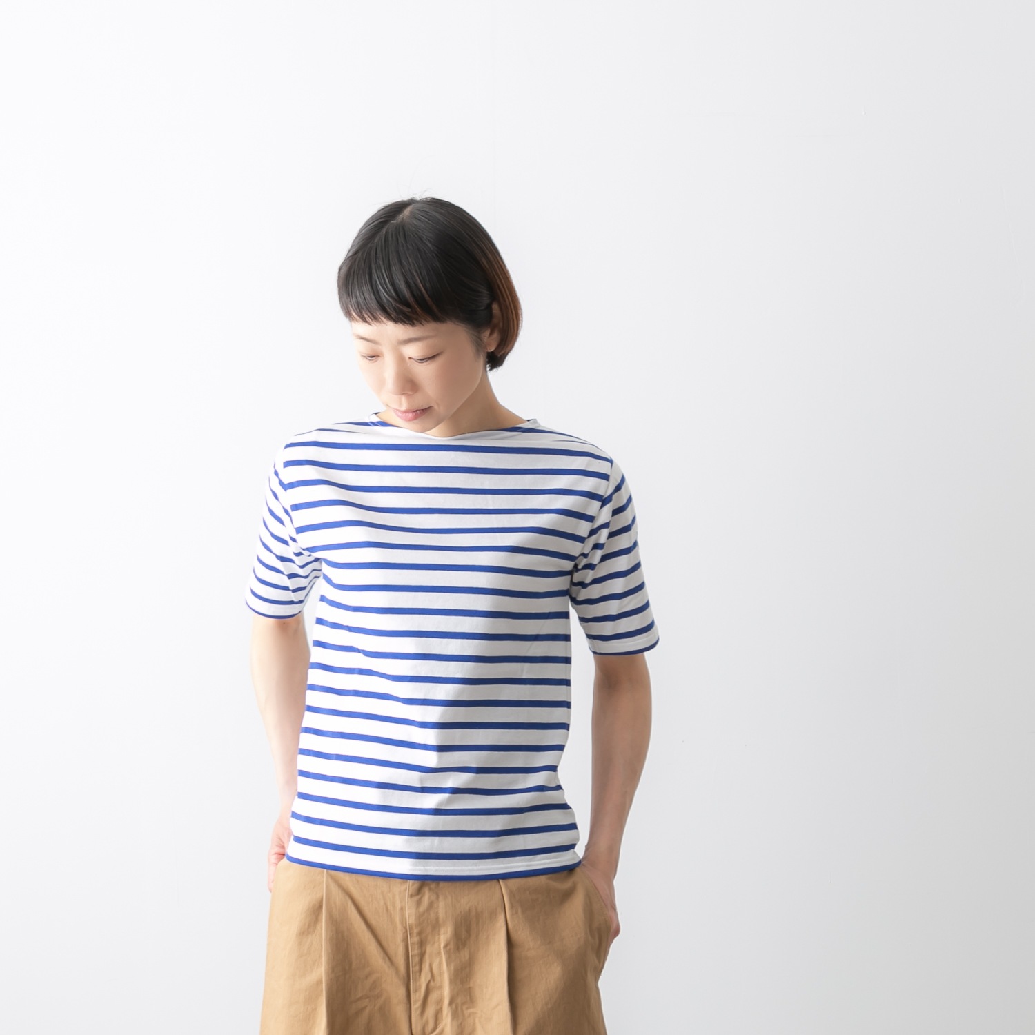 SAINT JAMES セントジェームス PIRIAC A DIVERS 薄手 半袖 ボーダー ボートネック カットソー
